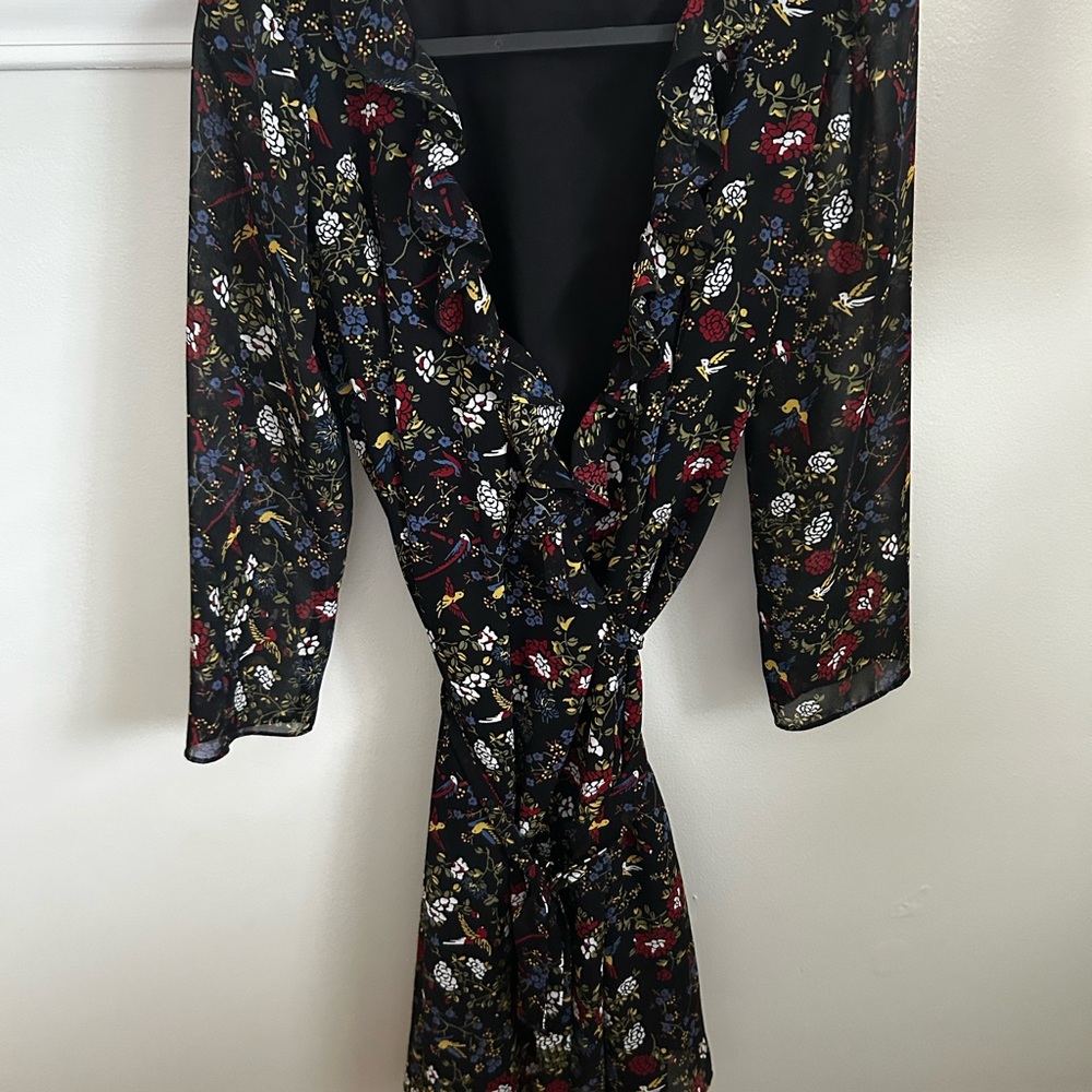 Madewell Black and Pink Wrap Sundress